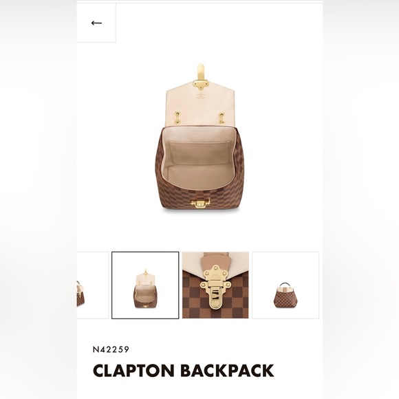 Authentic Louis Vuitton Clapton backpack - Damier Ebene, Beige Leather - Picture 14 of 16